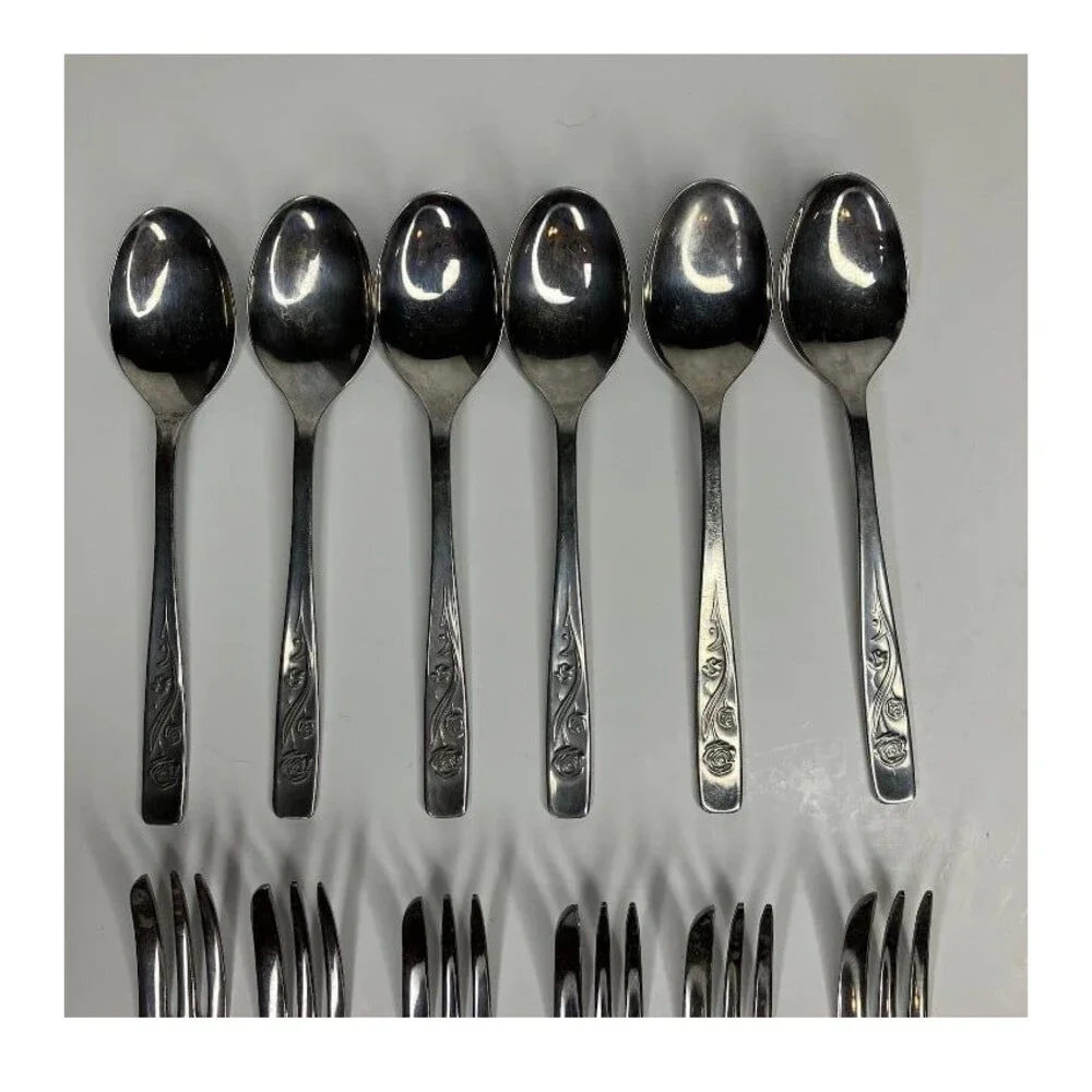 12 Pc Set Firth Stainless England 6 Cake Spoons & 6 Cake Forks by John Mason